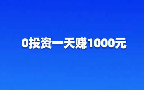 0投资一天赚1000元（每天免费赚1000元的方法）