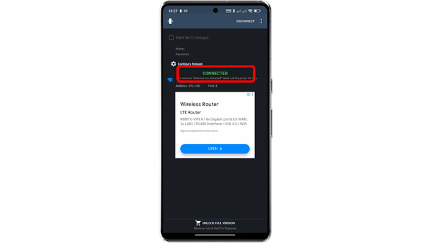 另一台设备已通过 NetShare 连接到主手机。