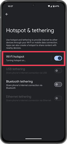 启用“Wi-Fi 热点”选项。