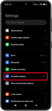 在搭载 HyperOS 或 MIUI 的小米手机上，直接进入（或搜索）“便携式热点”选项。